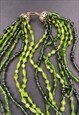 60'S VINTAGE LADIES NECKLACE GREEN PLASTIC MULTI CHAIN