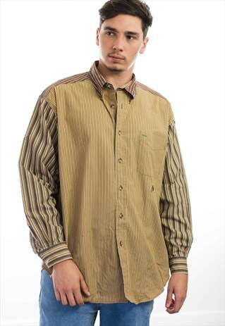 VINTAGE TOMMY HILFIGER COLOR BLOCK SHIRT LOGO 90S L 10.6