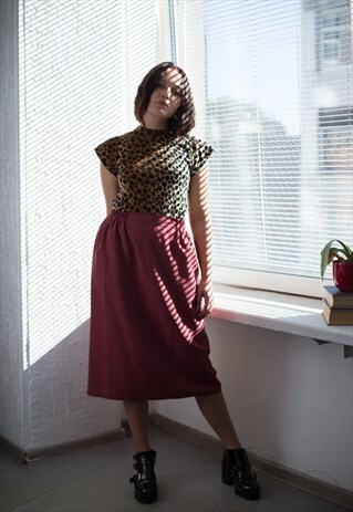 VINTAGE 80'S MAROON MIDI SKIRT