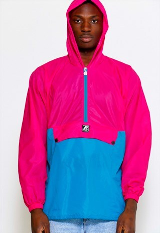 VINTAGE 90S PINK AND TURQUOISE WINDBREAKER