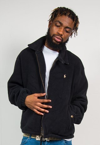 90S RALPH LAUREN BLACK FLEECE JACKET
