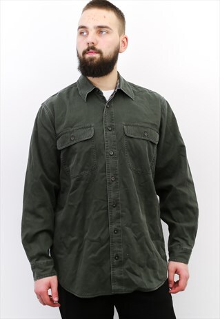 WARM VINTAGE MEN'S M OVER SHIRT BUTTON UP JACKET CANVAS