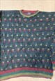 VINTAGE GANT KNITTED JUMPER ABSTRACT PATTERNED KNIT SWEATER