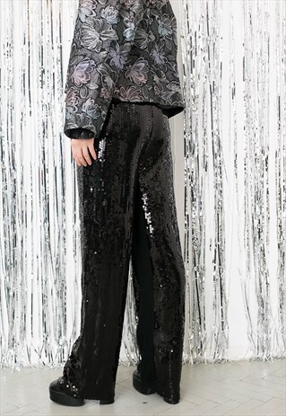 EXCLUSIVE BLACK SEQUIN PANTS