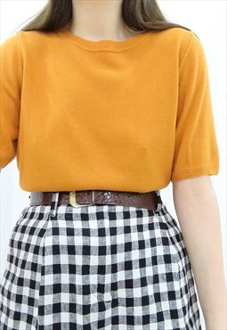 90s Vintage Orange Knitted Blouse Top