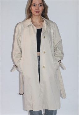 Aquascutum Beige Check Belted Trench Coat