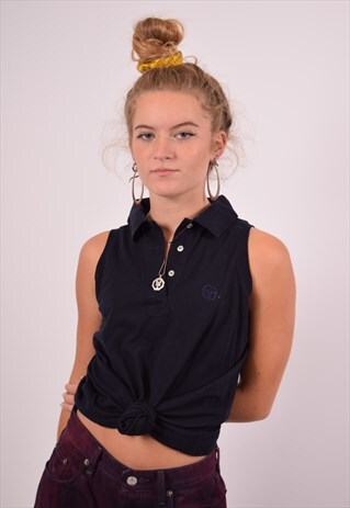 VINTAGE SERGIO TACCHINI POLO SHIRT SLEEVELESS NAVY BLUE