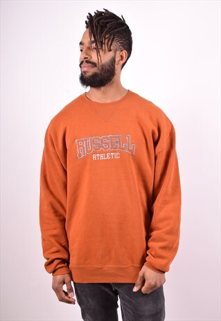 RUSSELL ATHLETIC MENS VINTAGE SWEATSHIRT JUMPER XL BROWN 90S