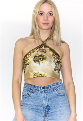 VINTAGE 90'S GOLD CHAIN HALTER TOP