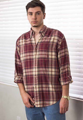 VINTAGE NAUTICA SHIRT LOGO FLANNEL 90S M 7.9