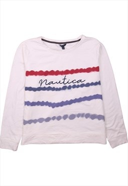 Nautica 90's Spellout Crew Neck Sweatshirt Large White