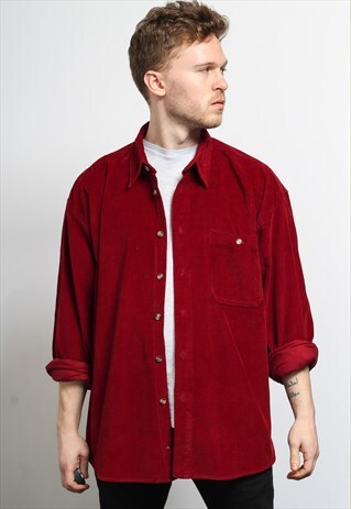 VINTAGE CORDUROY CORD SHIRT RED