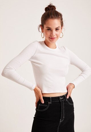 RIBBED CREW NECK T-SHIRT - WHITE