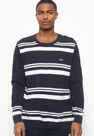 VINTAGE LACOSTE STRIPED SWEATSHIRT STRIPED BLUE WHITE