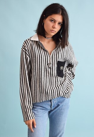 90'S RETRO JAZZY KNIT STRIPED OVERSIZED JUMPER TOP