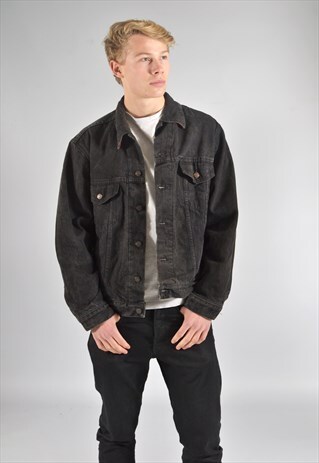 VINTAGE BLACK LINED DENIM JACKET