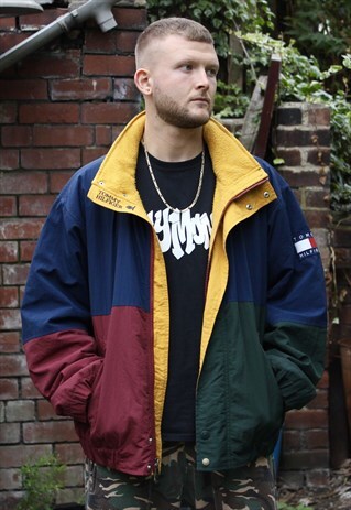 VINTAGE TOMMY HILFIGER BLOCK COLOUR SAILING JACKET LARGE