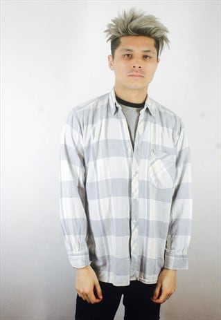 VINTAGE 90S GREY CHECK FLANNEL SHIRT