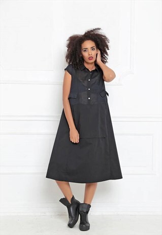 SHIRT DRESS/ WOMEN BLACK DRESS,