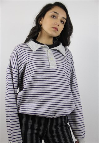 VINTAGE 90'S STRIPED GREY SWEATSHIRT