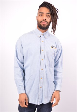 VINTAGE LEE PITTSBURGH PENSUINS DENIM SHIRT BLUE