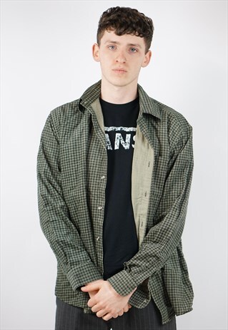 VINTAGE CORD CHECK GREEN SHIRT
