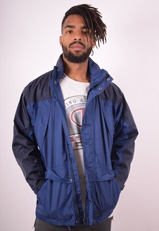 K WAY MENS VINTAGE RAIN JACKET SMALL BLUE 90S
