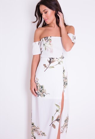SKYLAR BARDOT MAXI DRESS WHITE