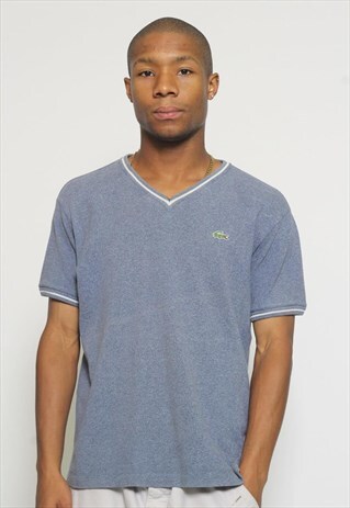 VINTAGE LACOSTE V-NECK T-SHIRT BLUE