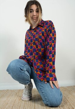 Vintage 90s Blouse Abstract Festival 
