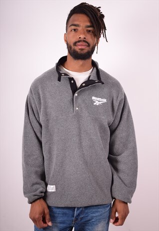 REEBOK MENS VINTAGE FLEECE JUMPER LARGE GREY 90S