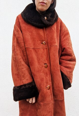 VINTAGE SUEDE SHEARLING COAT