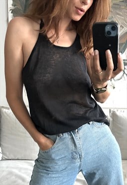 Black Sheer Minimal Tank - Small