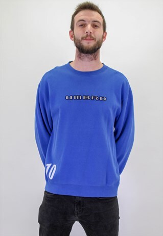 VINTAGE UMBRO SWEATER IN BLUE LARGE