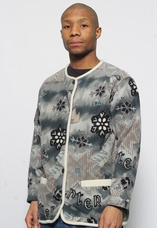 VINTAGE FILA BUTTON UP FLEECE GREY