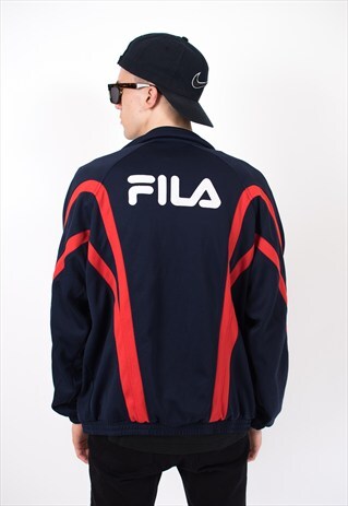 VINTAGE 90S NAVY BLUE ARGENTINA FILA BOMBER JACKET