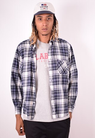 MENS VINTAGE SHIRT XXL BLUE CHECK 90S