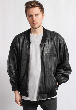 VINTAGE LEATHER BOMBER JACKET