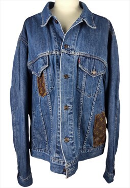 Vintage Denim jacket Reworked with Louis Vuitton leather