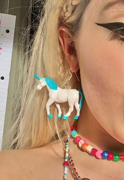 handmade funky unisex magical unicorn festival earrings