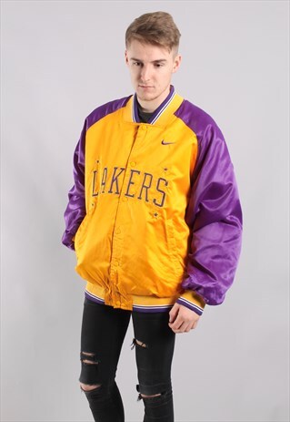 VINTAGE NIKE LA LAKERS PADDED PUFFER JACKET