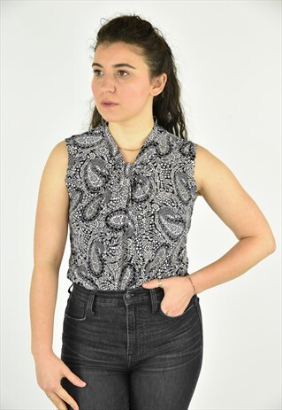 VINTAGE 90'S TOMMY HILFIGER BLACK SLEEVELESS BLOUSE SIZE MED