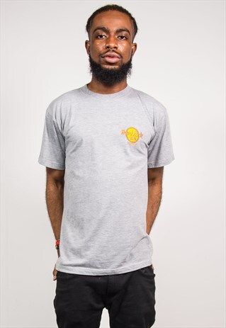 90'S HARD ROCK CAFE LISBOA EMBROIDERED GREY T-SHIRT
