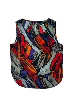 Vintage cami top sleeveless vest blouse bright abstract
