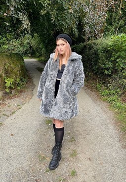 Vintage 90s Faux Fur Thick Lined Winter Trench Coat