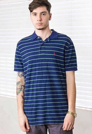 VINTAGE RALPH LAUREN POLO SHIRT LOGO 90S L 10.8