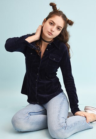 90'S RETRO GRUNGE VELVET SCANDI SHIRT TOP