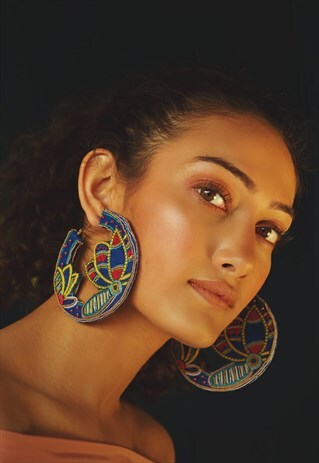 STATEMENT FLOWER JEWELLERY, LOTUS INSPIRED EARRINGS HOOPS