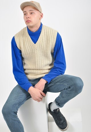 VINTAGE KNITWEAR VEST IN BEIGE