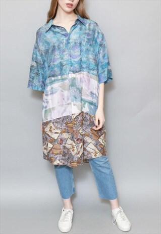VINTAGE 1990'S REWORKED OVERSIZED SILK SKIRT DRESS KIMONO